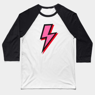 Pink and Red Lightning Bolts with Black Outline Baseball T-Shirt